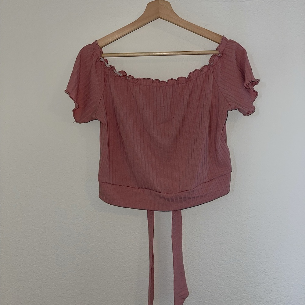 XL Salmon Tie Back Crop Top